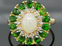 RING AUS 925/- SILBER VERGOLDET MIT OPAL & CHROMDIOPSID