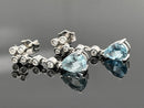 OHRSTECKER AUS 950/- PLATIN MIT AQUAMARIN & DIAMANT SI