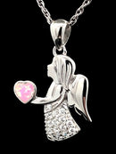 "ENGEL" ANHÄNGER AUS 925/- SILBER RHODINIERT MIT ZIRKONIA & SYNT.OPAL