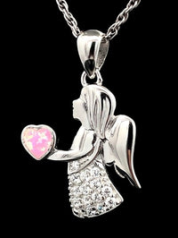 "ENGEL" ANHÄNGER AUS 925/- SILBER RHODINIERT MIT ZIRKONIA & SYNT.OPAL