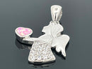 "ENGEL" ANHÄNGER AUS 925/- SILBER RHODINIERT MIT ZIRKONIA & SYNT.OPAL