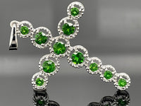 ANHÄNGER AUS 925/- SILBER RHODINIERT MIT CHROMDIOPSID (GES. CA. 0,90 ct.)
