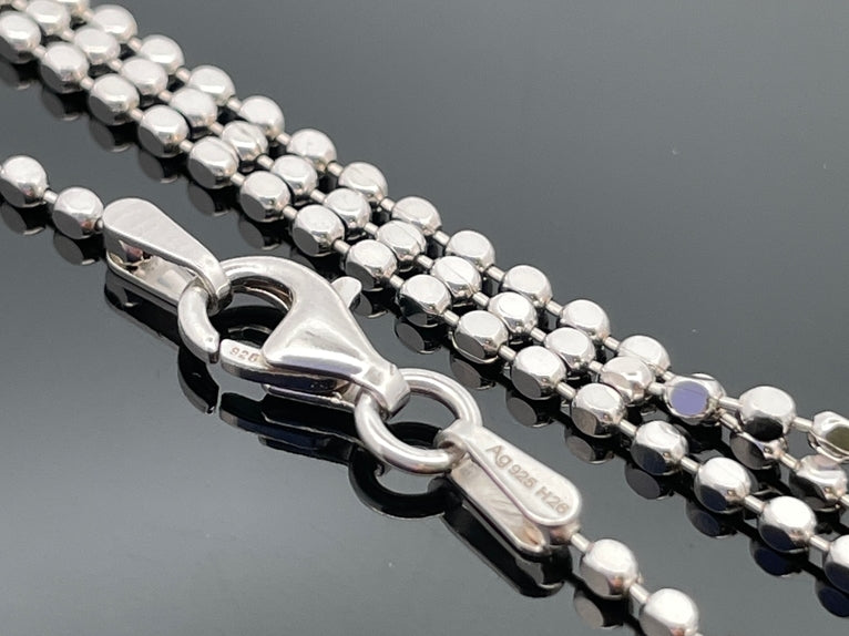KUGELKETTE AUS 925/- SILBER RHODINIERT