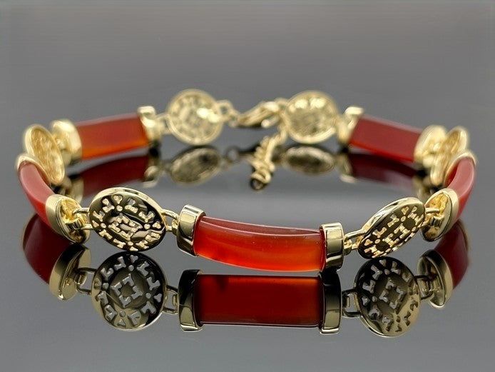 ARMBAND 925/-SILBER VERGOLDET MIT KARNEOL (GES.CA.10,5 ct.)