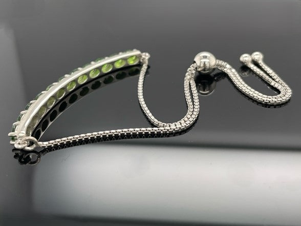 SLIDER ARMBAND AUS 925/-SILBER RHODINIERT MIT CHROMDIOPSID