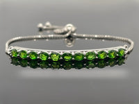 SLIDER ARMBAND AUS 925/-SILBER RHODINIERT MIT CHROMDIOPSID