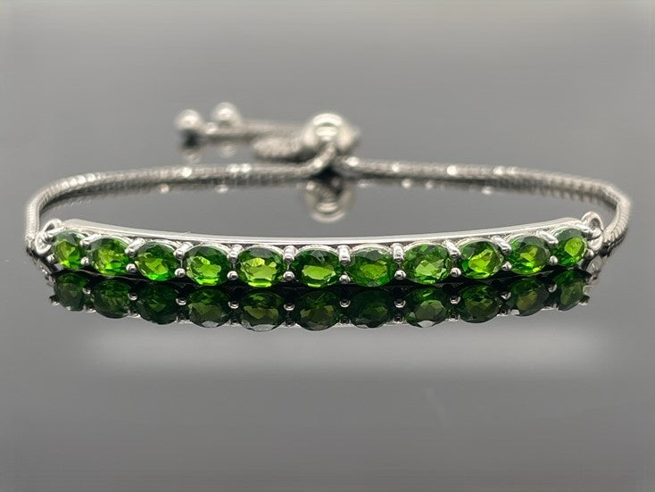 SLIDER ARMBAND AUS 925/-SILBER RHODINIERT MIT CHROMDIOPSID