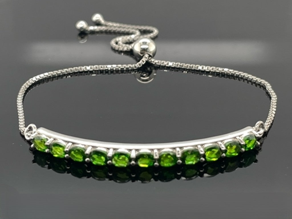 SLIDER ARMBAND AUS 925/-SILBER RHODINIERT MIT CHROMDIOPSID