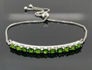 SLIDER ARMBAND AUS 925/-SILBER RHODINIERT MIT CHROMDIOPSID