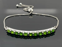 SLIDER ARMBAND AUS 925/-SILBER RHODINIERT MIT CHROMDIOPSID