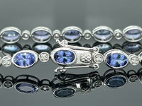 ARMBAND 950/-PLATIN MIT TANSANIT AAAA & BRILLANTEN SI (GES.CA. 0,26 ct.)