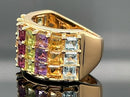 RING AUS 925/- SILBER VERGOLDET MIT MULTI EDELSTEINE