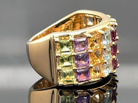 RING AUS 925/- SILBER VERGOLDET MIT MULTI EDELSTEINE