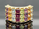 RING AUS 925/- SILBER VERGOLDET MIT MULTI EDELSTEINE