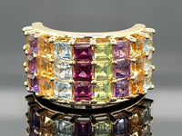 RING AUS 925/- SILBER VERGOLDET MIT MULTI EDELSTEINE