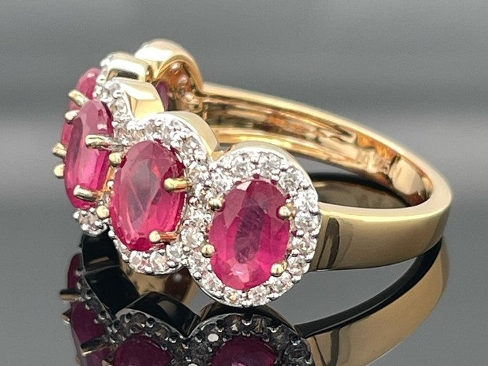 RING AUS 925/- SILBER VERGOLDET MIT SAMBIA RUBIN & ZIRKON