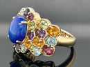 RING AUS 925/- SILBER VERGOLDET MIT ÄTHIOP. OPAL & MULTI EDELSTEINE
