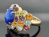 RING AUS 925/- SILBER VERGOLDET MIT ÄTHIOP. OPAL & MULTI EDELSTEINE