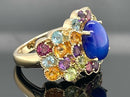 RING AUS 925/- SILBER VERGOLDET MIT ÄTHIOP. OPAL & MULTI EDELSTEINE