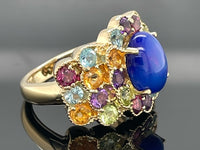 RING AUS 925/- SILBER VERGOLDET MIT ÄTHIOP. OPAL & MULTI EDELSTEINE