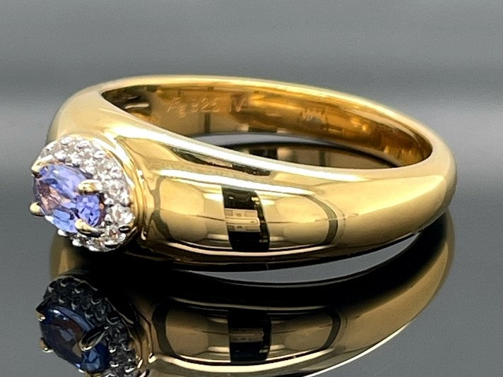 RING AUS 925/- SILBER VERGOLDET MIT TANSANIT & ZIRKON