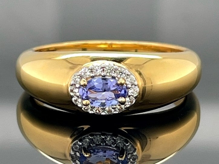 RING AUS 925/- SILBER VERGOLDET MIT TANSANIT & ZIRKON