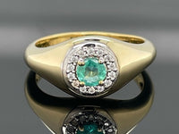 RING AUS 925/- SILBER VERGOLDET MIT SAMBIA SMARAGD & ZIRKON