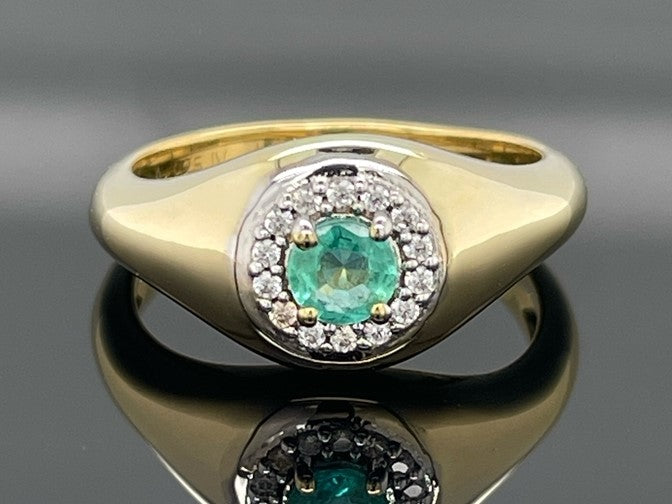 RING AUS 925/- SILBER VERGOLDET MIT SAMBIA SMARAGD & ZIRKON
