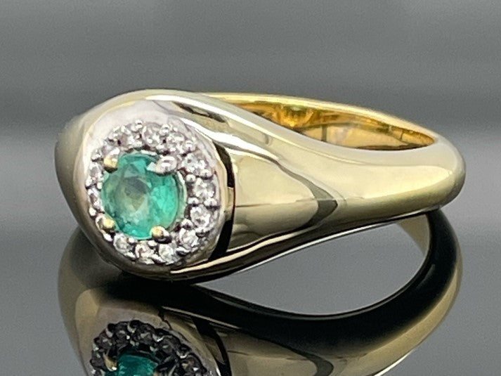 RING AUS 925/- SILBER VERGOLDET MIT SAMBIA SMARAGD & ZIRKON