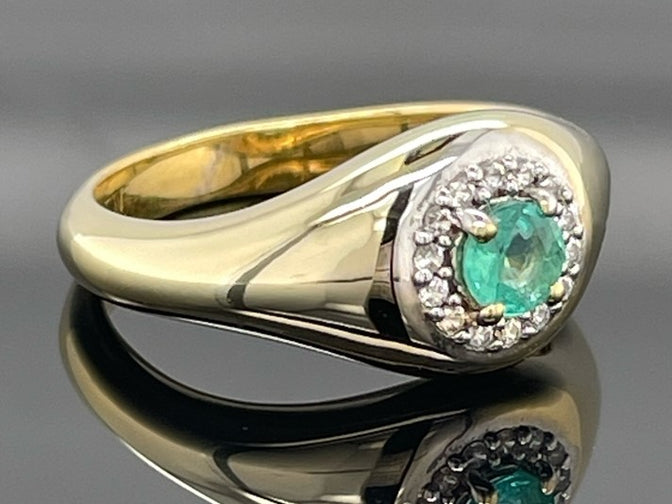 RING AUS 925/- SILBER VERGOLDET MIT SAMBIA SMARAGD & ZIRKON