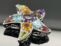 ANHÄNGER AUS 925/- SILBER RHODINIERT MIT MULTI EDELSTEINE