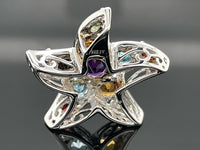 ANHÄNGER AUS 925/- SILBER RHODINIERT MIT MULTI EDELSTEINE