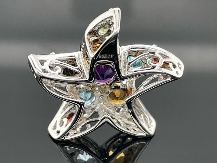 ANHÄNGER AUS 925/- SILBER RHODINIERT MIT MULTI EDELSTEINE