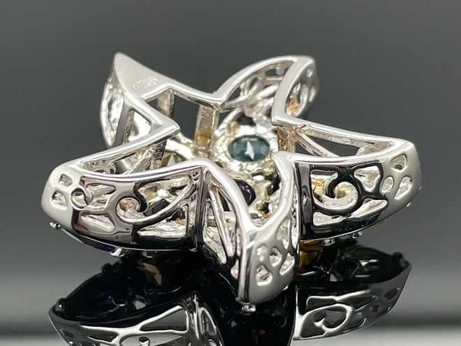 ANHÄNGER AUS 925/- SILBER RHODINIERT MIT MULTI EDELSTEINE