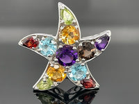 ANHÄNGER AUS 925/- SILBER RHODINIERT MIT MULTI EDELSTEINE