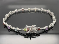 ARMBAND 925/-SILBER RHODINIERT MIT MULTI EDELSTEIN