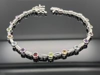 ARMBAND 925/-SILBER RHODINIERT MIT MULTI EDELSTEIN