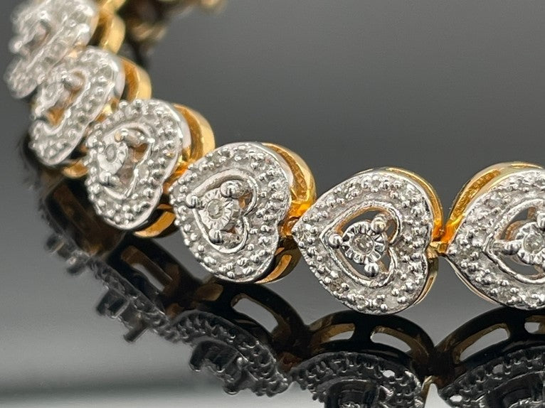 ARMBAND 925/-SILBER BICOLOR MIT DIAMANTEN (GES. CA. 0,54 ct.)
