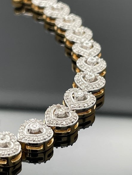 ARMBAND 925/-SILBER BICOLOR MIT DIAMANTEN (GES. CA. 0,54 ct.)