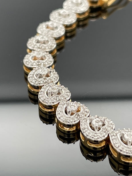 ARMBAND 925/-SILBER BICOLOR MIT DIAMANTEN (GES. CA. 0,54 ct.)