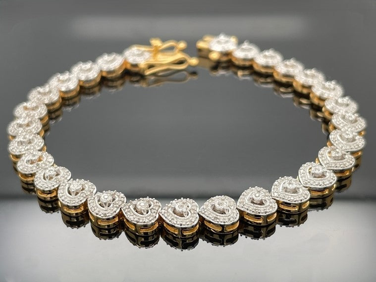 ARMBAND 925/-SILBER BICOLOR MIT DIAMANTEN (GES. CA. 0,54 ct.)