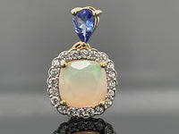 ANHÄNGER AUS 925/- SILBER VERGOLDET MIT ÄTHIOP. OPAL, TANSANIT & ZIRKON