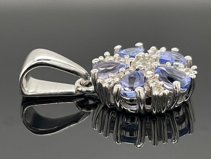 ANHÄNGER AUS 925/- SILBER RHODINIERT MIT TANSANIT & ZIRKON