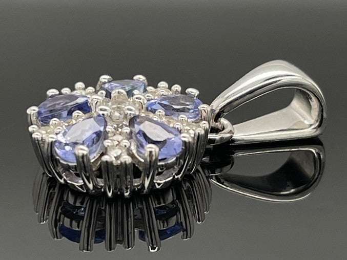 ANHÄNGER AUS 925/- SILBER RHODINIERT MIT TANSANIT & ZIRKON