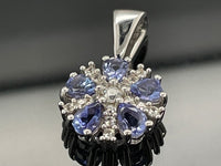 ANHÄNGER AUS 925/- SILBER RHODINIERT MIT TANSANIT & ZIRKON