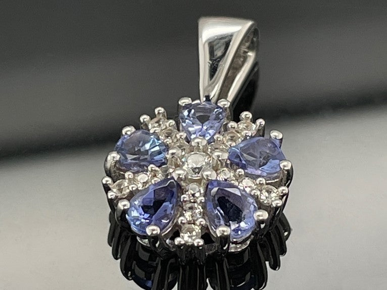 ANHÄNGER AUS 925/- SILBER RHODINIERT MIT TANSANIT & ZIRKON