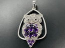 "EULE" ANHÄNGER AUS 925/- SILBER RHODINIERT MIT AMETHYST & ZIRKON
