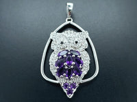 "EULE" ANHÄNGER AUS 925/- SILBER RHODINIERT MIT AMETHYST & ZIRKON