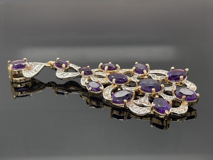 ANHÄNGER AUS 925/- SILBER BICOLOR MIT AMETHYST & ZIRKON
