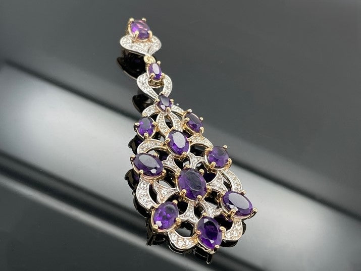 ANHÄNGER AUS 925/- SILBER BICOLOR MIT AMETHYST & ZIRKON